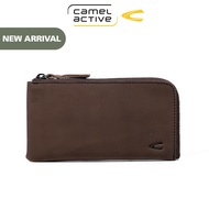 camel active Men Zip Long Wallet Pouch Leather 3 Card Compartments Brushed Finished Dark Brown (LWP7627DSR7#DBN)