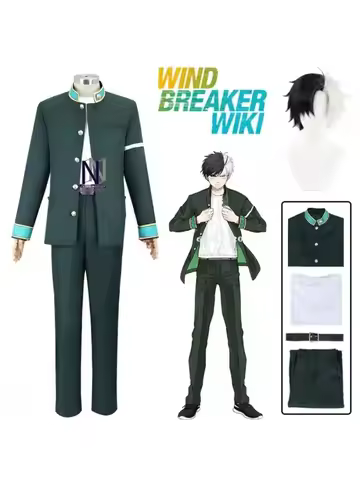 Anime Haruka Sakura Cosplay Costume Wig Wind Breaker Jacket School Uniform Coat Bofurin Halloween Pa