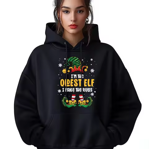 Oldest Child Hoodie Elf Family Matching Sibling Christmas Men Clothes Classic And Versatile Luxury S