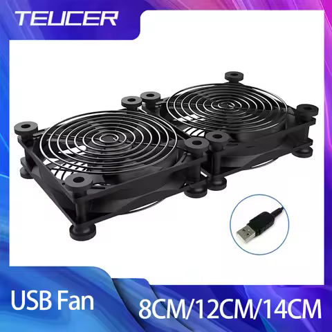 TEUCER 8CM/12CM/14CM USB Fan Computer PC Case Fan 120mm Silent Chassis Cooler Fan With Screws Protec
