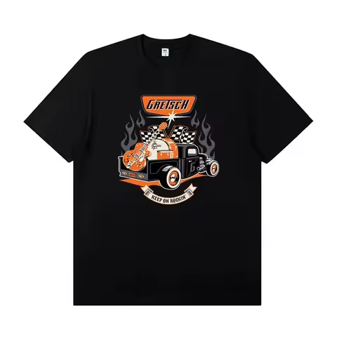 Gretsch Electric Guitar Instrument Peripheral T-shirt Short Sleeve Rock Band Lead Singer Practice Co