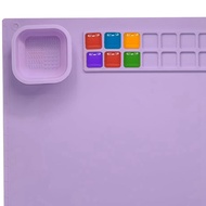 【DDK】-Silicone Painting Mat with Cup Silicone Painting Mat for Kids Silicone Craft Mat for Painting for Resin, DIY &amp; Art Work, 1 PCS Purple Silica Gel