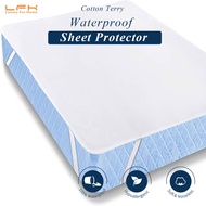 Waterproof Bed Sheet Cotton Terry Cloth Mattress Pad Cover With Band Washable Mattress Protector Qu