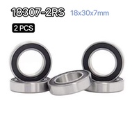 2Pcs Bicycle Hub Axle Bearing 18307 2RS Rubber Seal Ball Bearing 18*30*7mm