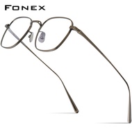 FONEX กรอบแว่นตาไทเทเนียมบริสุทธิ์ผู้ชาย2023ใหม่ย้อนยุคสำหรับผู้หญิงดีไซน์อินเทรนด์ N-015R แว่นตาแว่นสายตาสั้นแว่นตาสี่เหลี่ยม