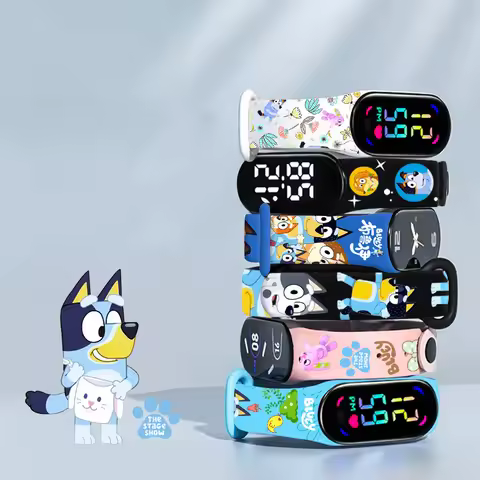 New Bluey Waterproof Children Watches Boys Bingo Touch Screen Colorful Electronic Kids Watch Blue Ex