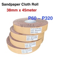 TL32 Aluminium Oxide Sandpaper Cloth Roll 38mm x 45m P60 to P320
