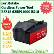 New 18V 3.0Ah/4.0Ah/5.0Ah/6.0Ah Battery for Metabo Cordless Power Tool BSZ18 625591000 BS18 Lithium-
