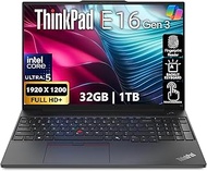 Lenovo ThinkPad E16 Gen 3, 16" FHD+ Touch Display, Intel Ultra 5 225U, 32GB DDR5 RAM, 1TB SSD PCIe, 