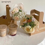 gongjing4 10Pcs 1/2/4-Cup Drink Carrier With Handle Kraft Paper Cup Holder To Go Coffee Cup Holder F