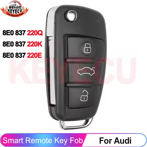 KEYECU ID48 Chip Smart Remote 433MHz For Audi B7 A4 S4 Quattro Avant 2005 2006 2007 2008 8E0837220Q 