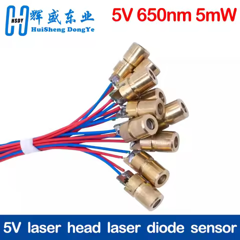 10PCS 5V 650nm 5mW Adjustable Laser Dot Diode Module Red Sight Copper Head Mini Laser Pointer
