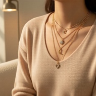 Ladies' Star Moon Inlay Rhinestone Initial Necklace, Stylish & Versatile, Premium Love Charm, Perfec