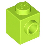 Lego 87087 part Brick, Modified 1 x 1 with Stud on Side lime