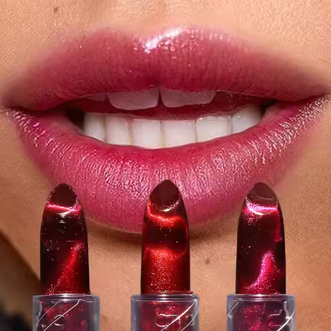 Moisturizing Cat Eye Lipstick Mirror Glitter Metallic Lipstick Diamond Pink Pearl Sparkling Lip Glos