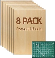 Minnhua 8 Pieces Wooden Panels for Crafts, 300 x 200 x 2 mm Plywood Board, 2 mm Balsa Wood Panels, A