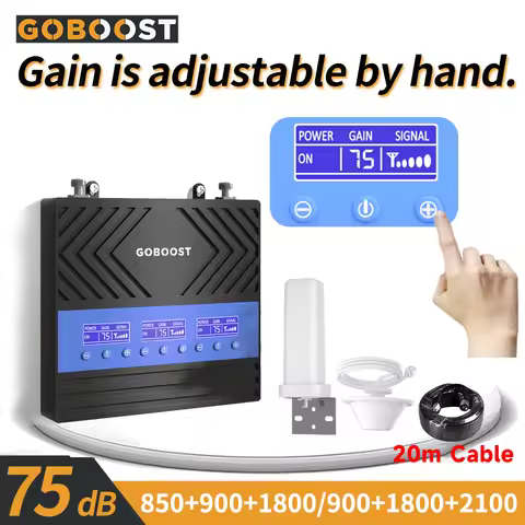 GOBOOST 75dB Cellular Amplifier High Gain gsm Signal Booster vodafone 3g Repeater 4G Network Amplifi