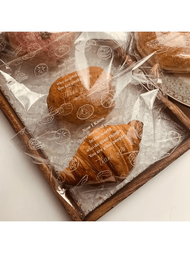 100入組可重複使用面包袋-透明塑料食品收納袋,適用於新鮮麵包、冷凍收納、三明治和甜甜圈-廚房配件