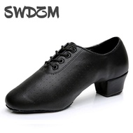 Latin Dance Shoes Men Black Low Heels Ballroom Dancing Shoes MEN Boys Tango Rumba Modern Jazz Children Dance Shoes Sports