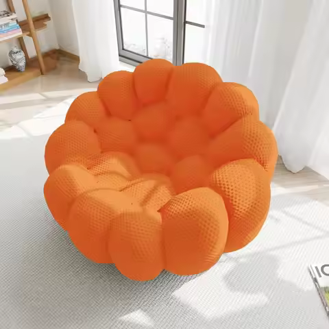 Bubble Couch,49.21'' Single Soa,Mesh abric Lazy loor Soa, 3D eycomb Shape Curved Couch or Living Roo