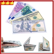Compact Currency notes pattern purse 100 Euro Mens womens wallet 100 Dollars 500 Euro Chic wallet fo