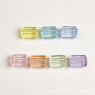 Manik-manik akrilik berlubang lurus 7mm berbentuk silinder yang telus, aksesori perhiasan DIY, bahan