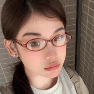 Retro Brown Narrow Oval Eyeglasses – Transparent Lens Resin Spectacles for Women & Girls