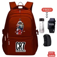 MAKE PRODUCT DESCRIPTION CR7 Boys' School Backpack Free Watch, Bottle & Raincover