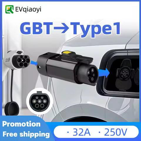EVqiaoyi GB/T to type1 adapter 32A 7kw EV Charger Adaptor For GBT pile Gun to TYPE 1 car Charging Co