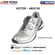 Victor Knob Buckle A810 SK Glossy Silver Badminton Shoes Iron Gate/