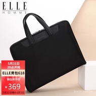 11💕 ELLE HOMME Business Men's Briefcase Nylon Composite Canvas Handbag Casual Computer Bag Men's BagEA084803510Black BQK