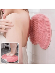 1入組(隨機顏色)防滑淋浴足部擦洗器,帶有去角質墊 - 按摩,清潔和去角質腳部浴球