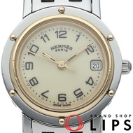 นาฬิกาข้อมือสตรี Hermes รุ่น Clipper CL4.220 มาพร้อมกล่องและใบซ่อมแซม วัสดุ GP/SS หน้าปัดสีแชมเปญ ผ่