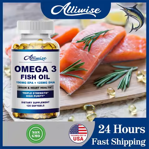 Wild Caught Omega 3 Fish Oil– 120 Soft Gels –1000mg High EPA 190mg DHA 125mg Non-GMO Gluten Free Die