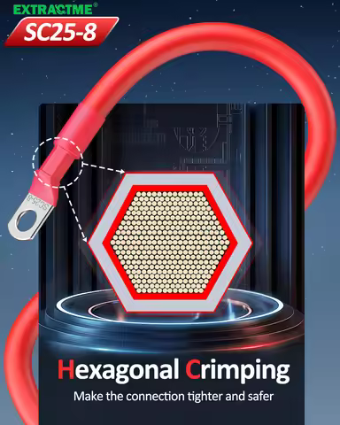 Extractme 6 AWG Battery Cable Pure Copper Battery Inverter Cables with 3/8" Tabs for Automotive Sola