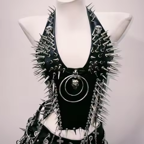 bustier top y2k fashion y2k clothes y2k crop top gothic clothes y2k top Rivets Tank Tops Skull top v