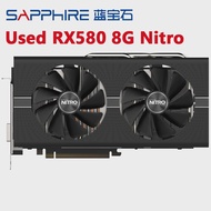 Used SAPPHIRE RX580 Nitro+ Video 2304SP 256Bit GDDR5 Graphics Card for AMD 500 RX 580 8GB Cards DisplayPort HDMI DVI CPD