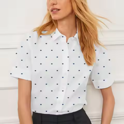 Summer shirt women's short-sleeved lapel top suitable for going out casual personality women's cloth
