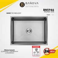 BANOVA Stainless Steel Handmade Undermount 1 Bowls Kitchen Sink (NANO) BN-5946 [SATIN]