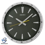 Seiko QXA802 QXA802S Silver Case Black Striped Round Wall Clock