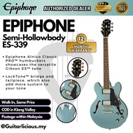 Epiphone ES-339 Pro Hollowbody with Double Humbucker (HH) Electric Guitar - Pelham Blue (ES339 / ES 