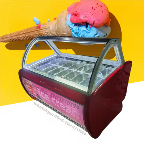 Commercial Refrigeration Equipment 10 12 16 18 Trays Ice Cream Display Freezer Refrigerator Gelato D