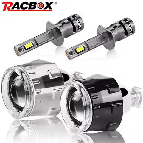 Pair 2.5 inch Mini HID Bi-xenon Projector Lens white LED Angel Eyes Projector Lens Kit For H4 H7 Car