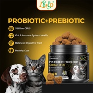 LDECO® Dog Supplement Probiotic + Prebiotic - Pet Probiotic Chews For Cat and Dog - Gut & Skin Healt