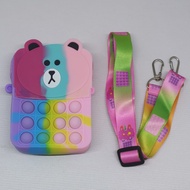 Pop It Unicorn Wallet Cross Mini Bag Tas Pop It Mini Dompet Anak Rainbow Tas Anak