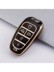 5 按鈕 Tpu 汽車鑰匙圈蓋鑰匙圈支架,用於智慧遠端保護,專為現代 Tucson Sonata Santa Fe Nexo Nx4 Atos Solaris 配件設計