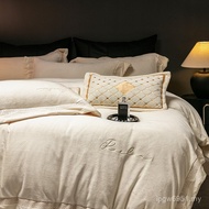Bedding New Style Fleece Light Embroidered Quilt Cover 2024 Milk Fleece Bed Sheet Style Winter Four-