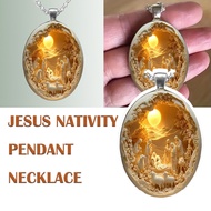 1PC Silver Jesus Necklace Pendant, Glass Pendant Christmas Diorama Jesus Necklace Suitable for Daily