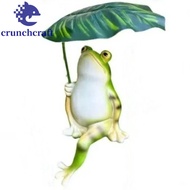 CRUNCHCRAFT​ Garden Frog Statue, with Leaf 3D Frog Figurine, Cartoon Craft Resin Creative Frog Ornam