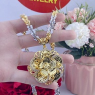 Women's 2-color twisted apricot flower necklace with apricot flower face